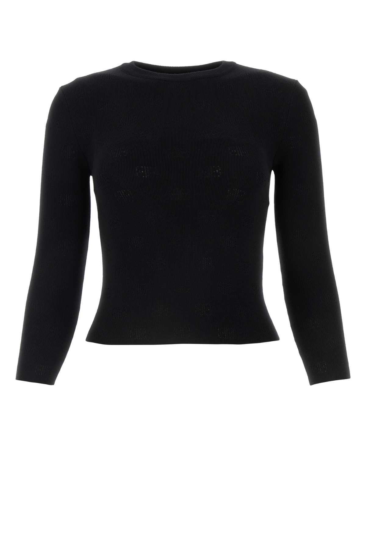 Balenciaga Wool-Blend Cropped Sweater — Black