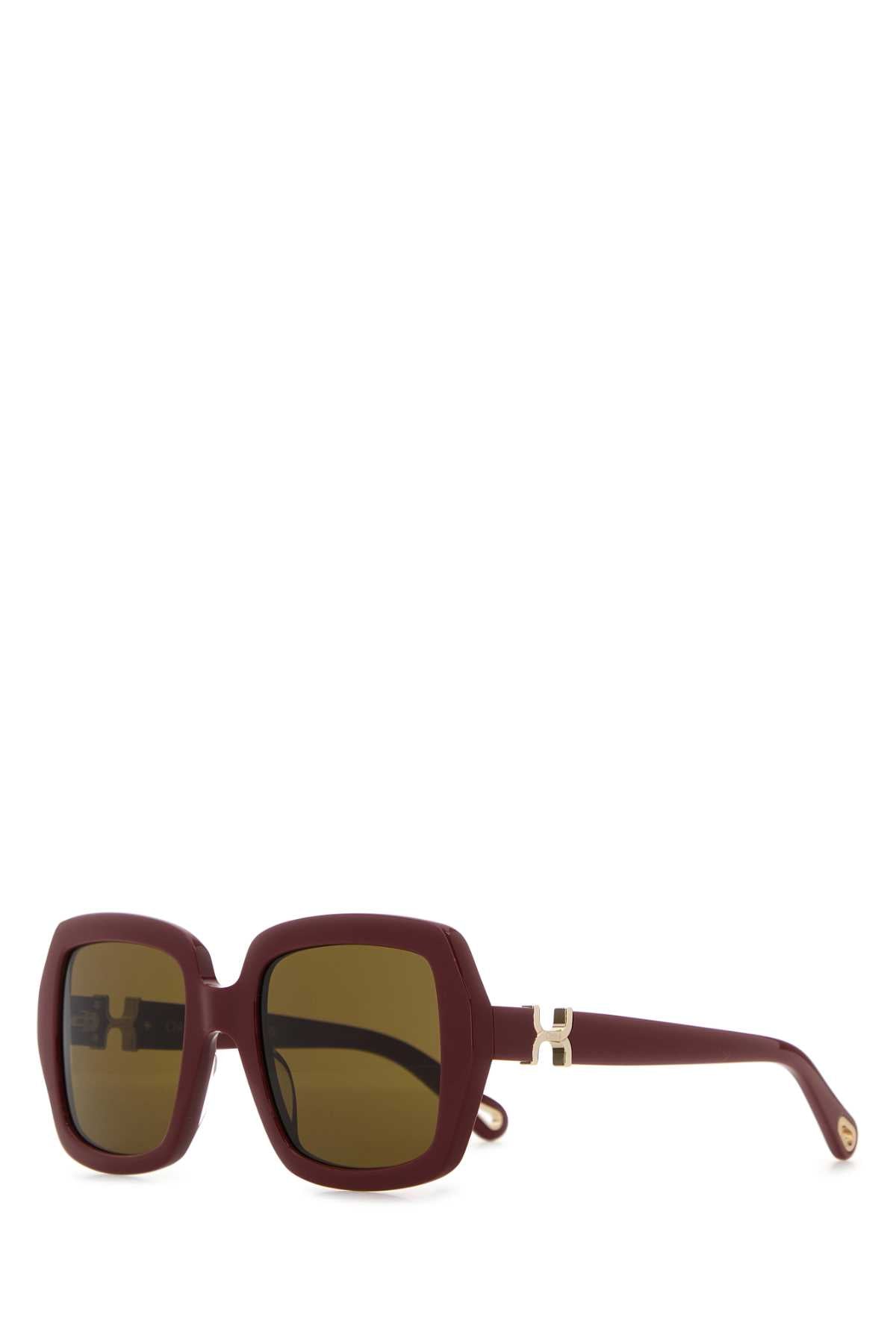Chloé OCCHIALI Acetate Square-Frame Sunglasses — Burgundy