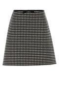 Valentino Garavani Houndstooth Wool Skirt — Black