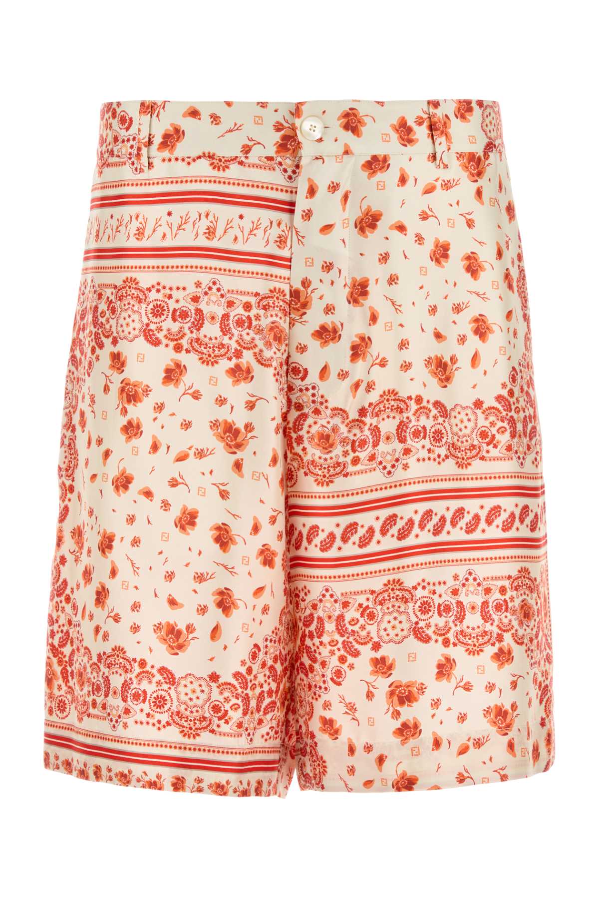 Fendi Silk Bermuda Shorts — Coral