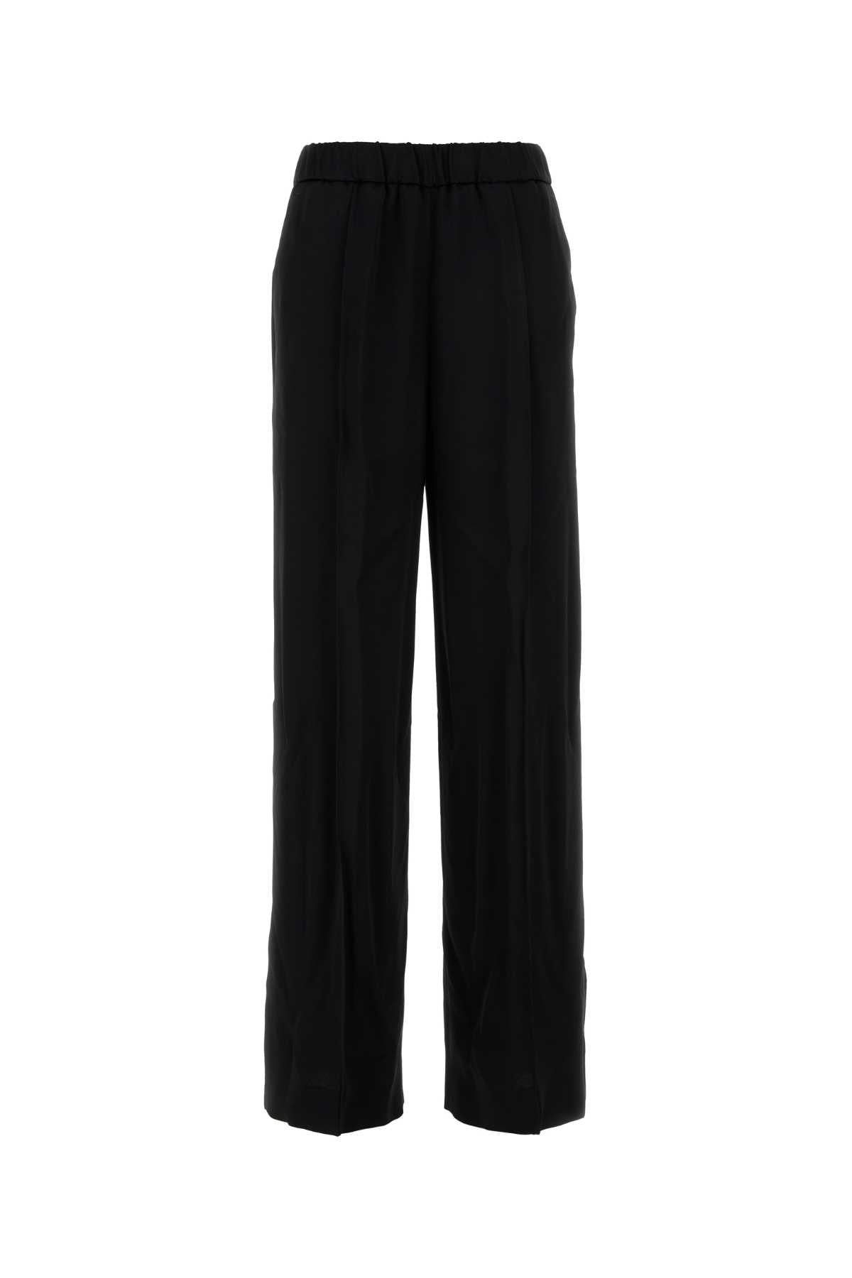 Jil Sander Satin Wide-Leg Trousers — Black