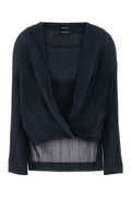 Giorgio Armani Plisse Blouse — Navy