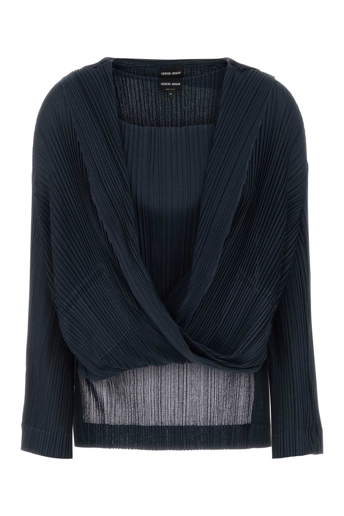 Giorgio Armani Plisse Blouse — Navy