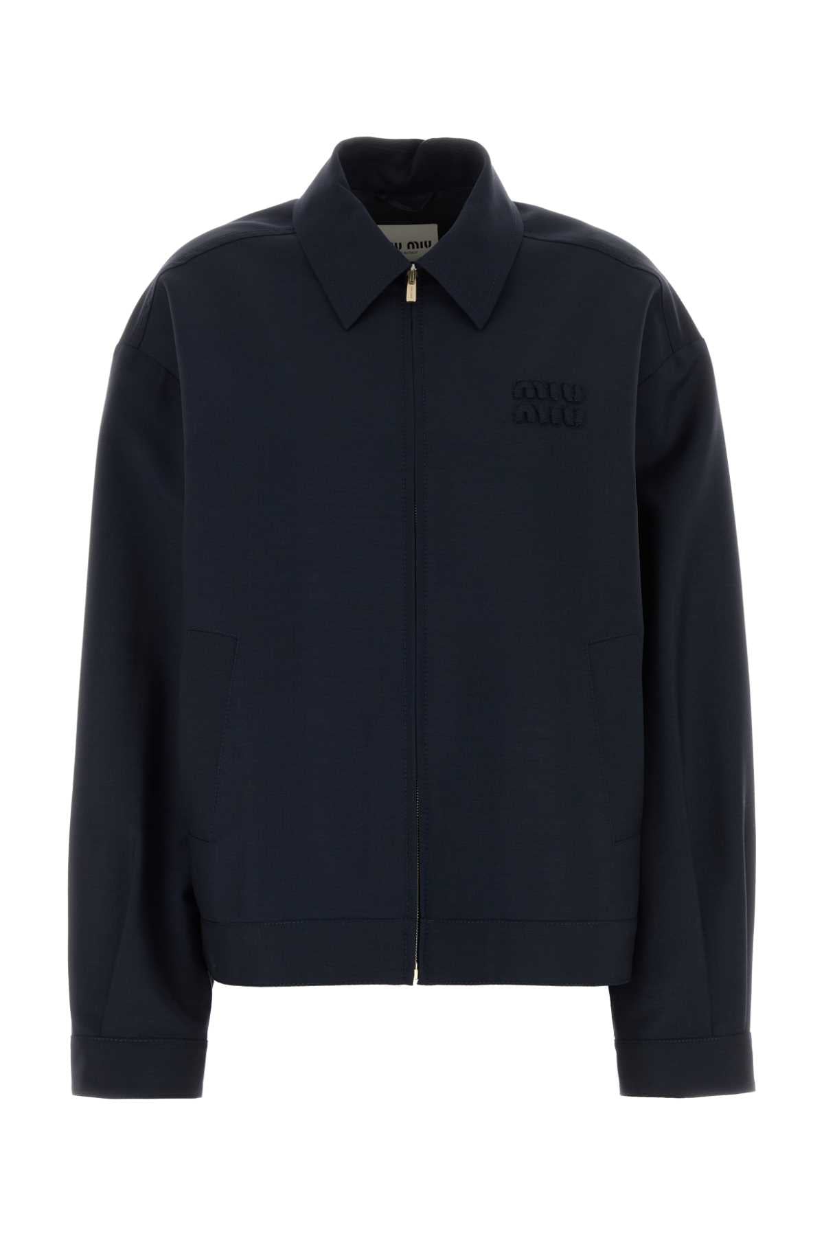 Miu Miu Mohair-Blend Jacket — Navy
