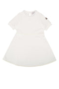 Moncler Jr Short-Sleeve A-Line Dress — White