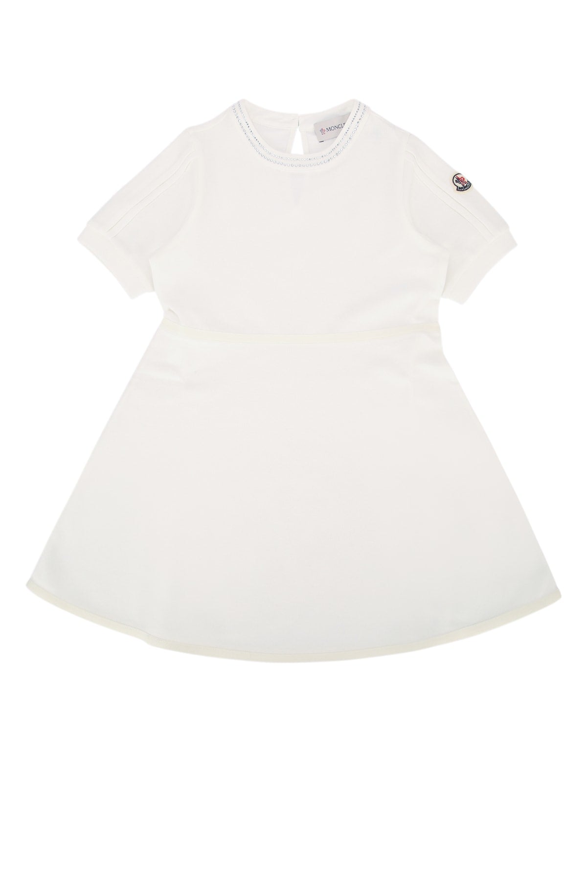 Moncler Jr Short-Sleeve A-Line Dress — White