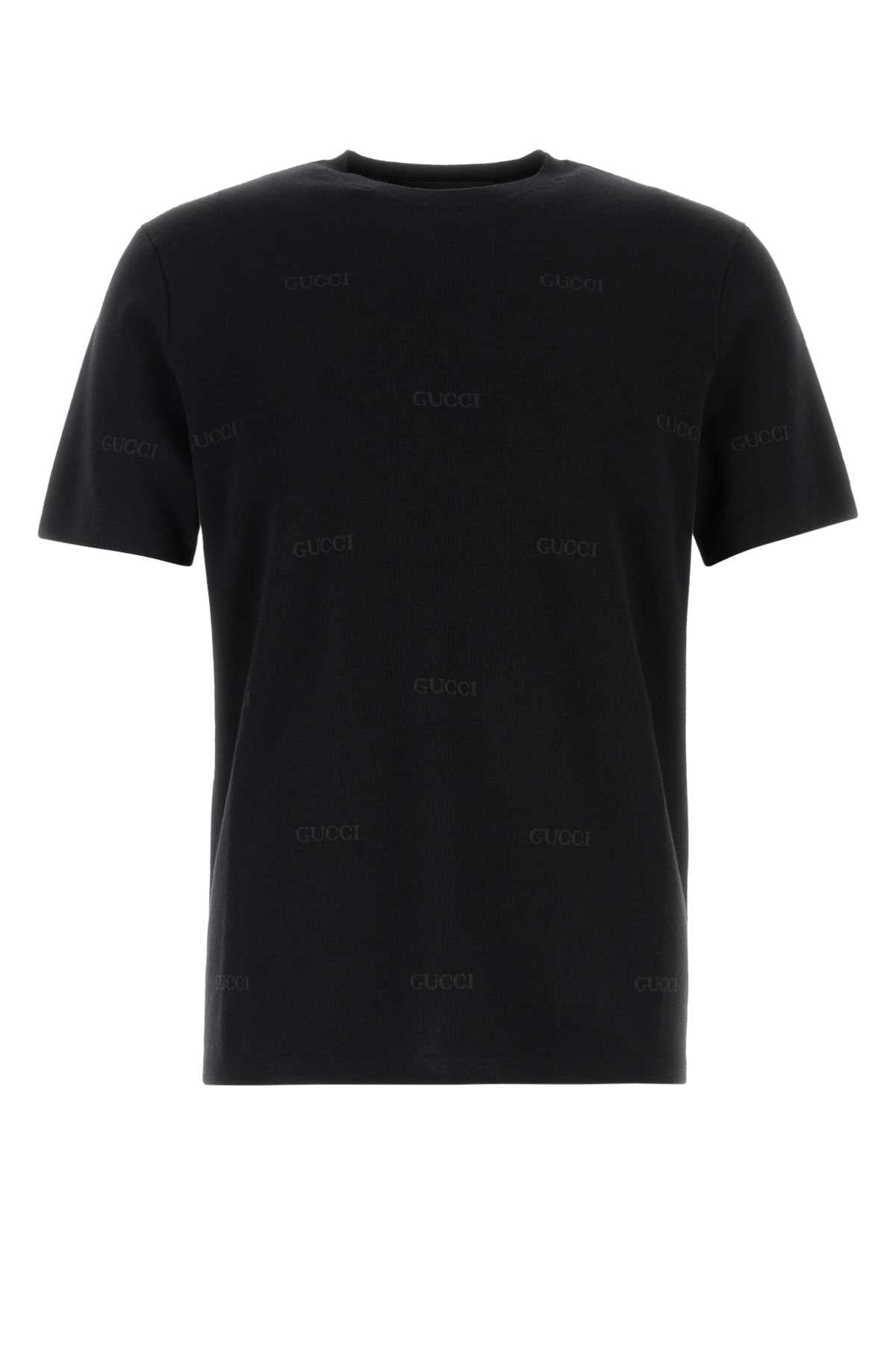 Gucci Logo-Embroidered Wool Blend T-shirt — Black