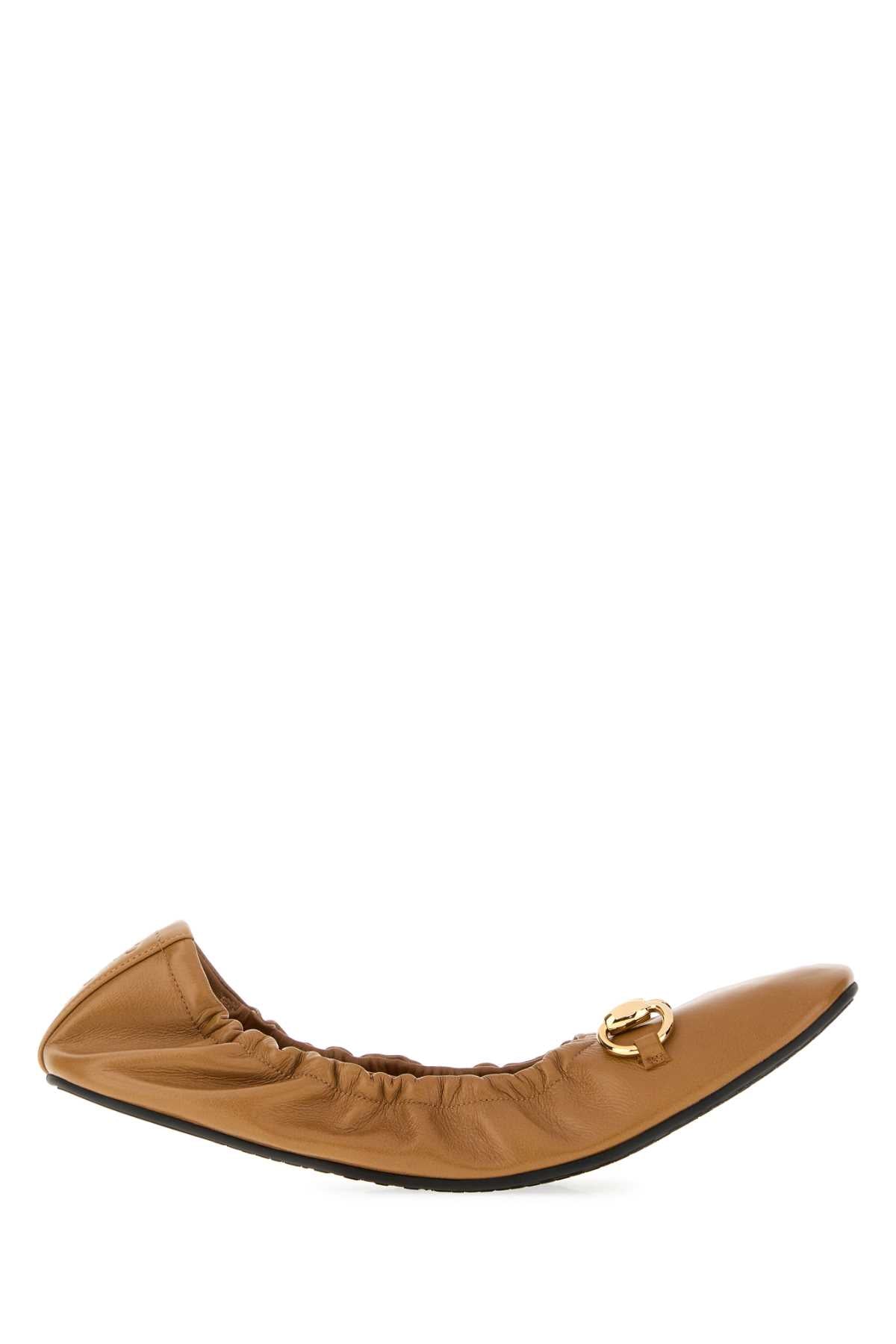 Gucci Prima Ballet Flat — Camel