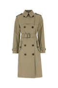 Burberry Double-Breasted Cotton Trench Coat — Beige