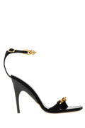 Balenciaga Gold-Buckle Ankle-Strap Heel — Black