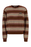 Miu Miu Striped Viscose-Nylon Sweater — Brown