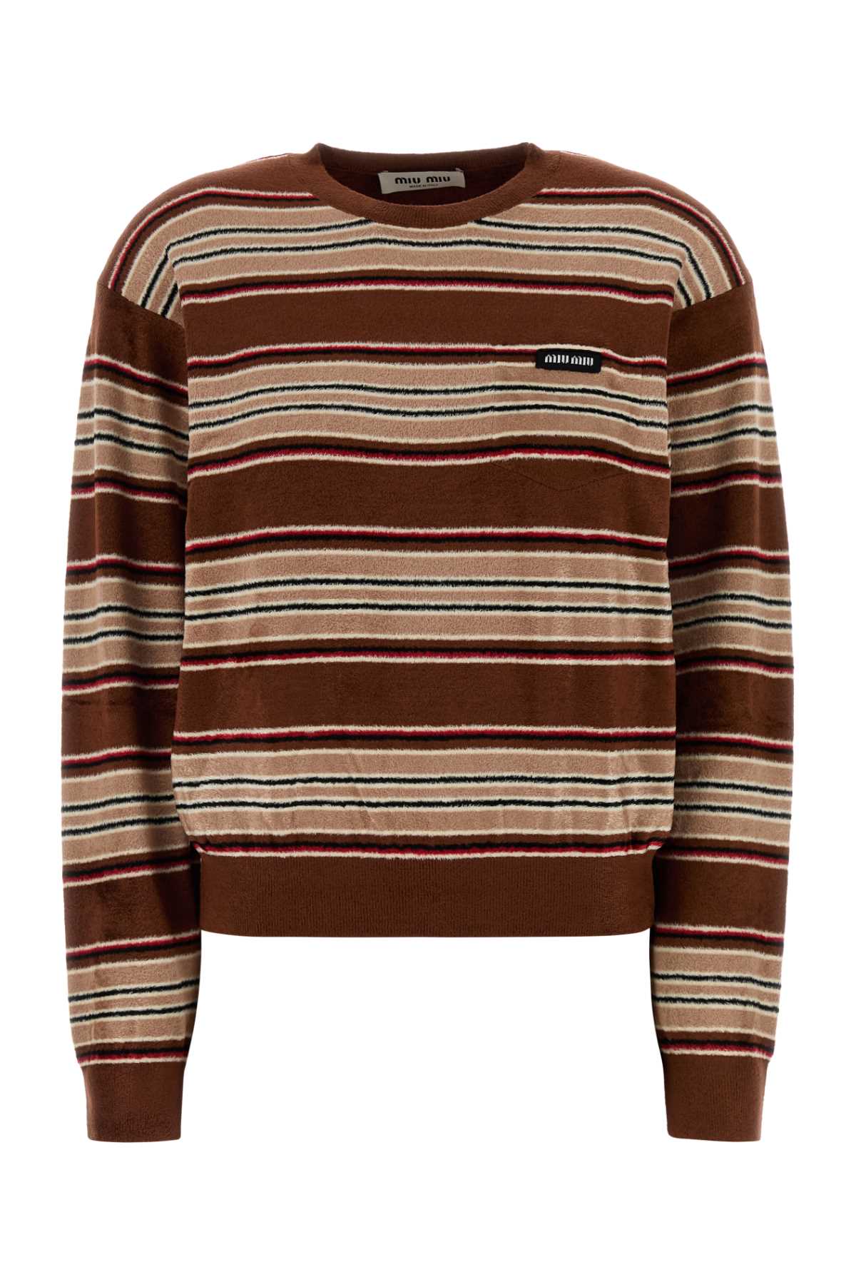Miu Miu Striped Viscose-Nylon Sweater — Brown