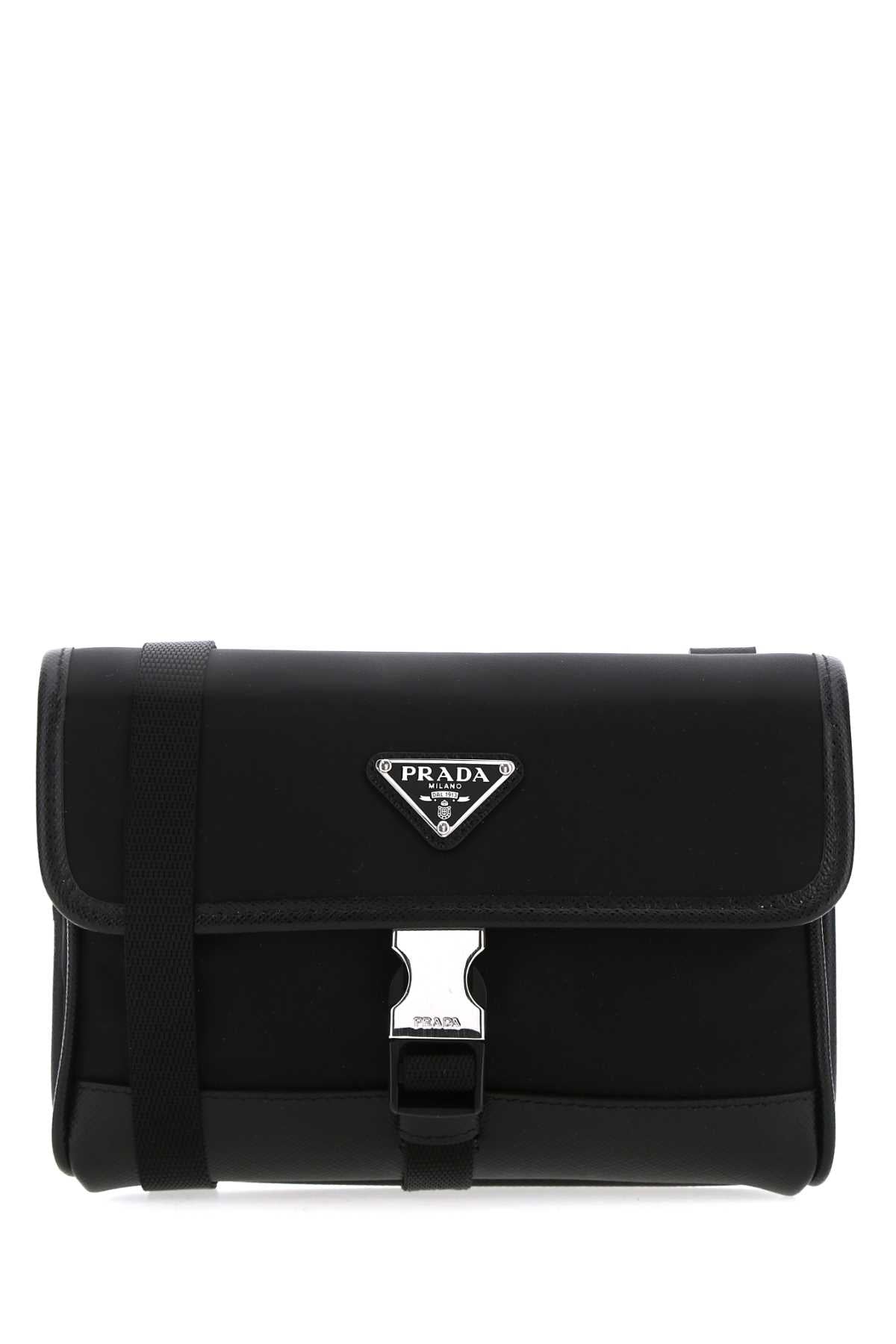 Prada Re-Nylon with Leather Trim Card Case — Black
