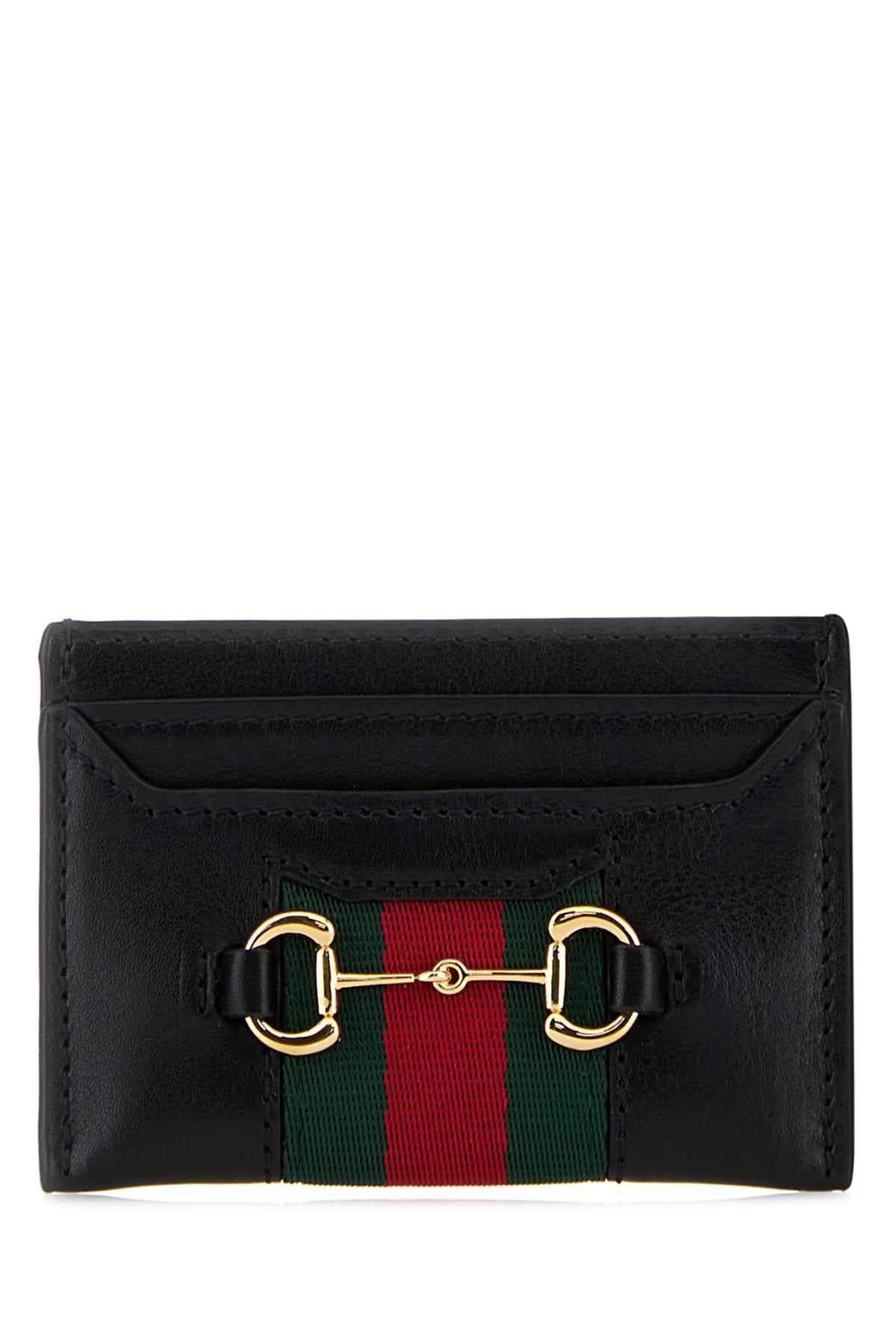 Gucci Leather with Horsebit Detail Card Case — Black
