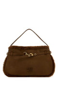 Miu Miu Shearling Shoulder Bag — Brown
