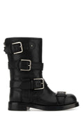 Dolce & Gabbana Buckle-Strap Leather Boots — Black