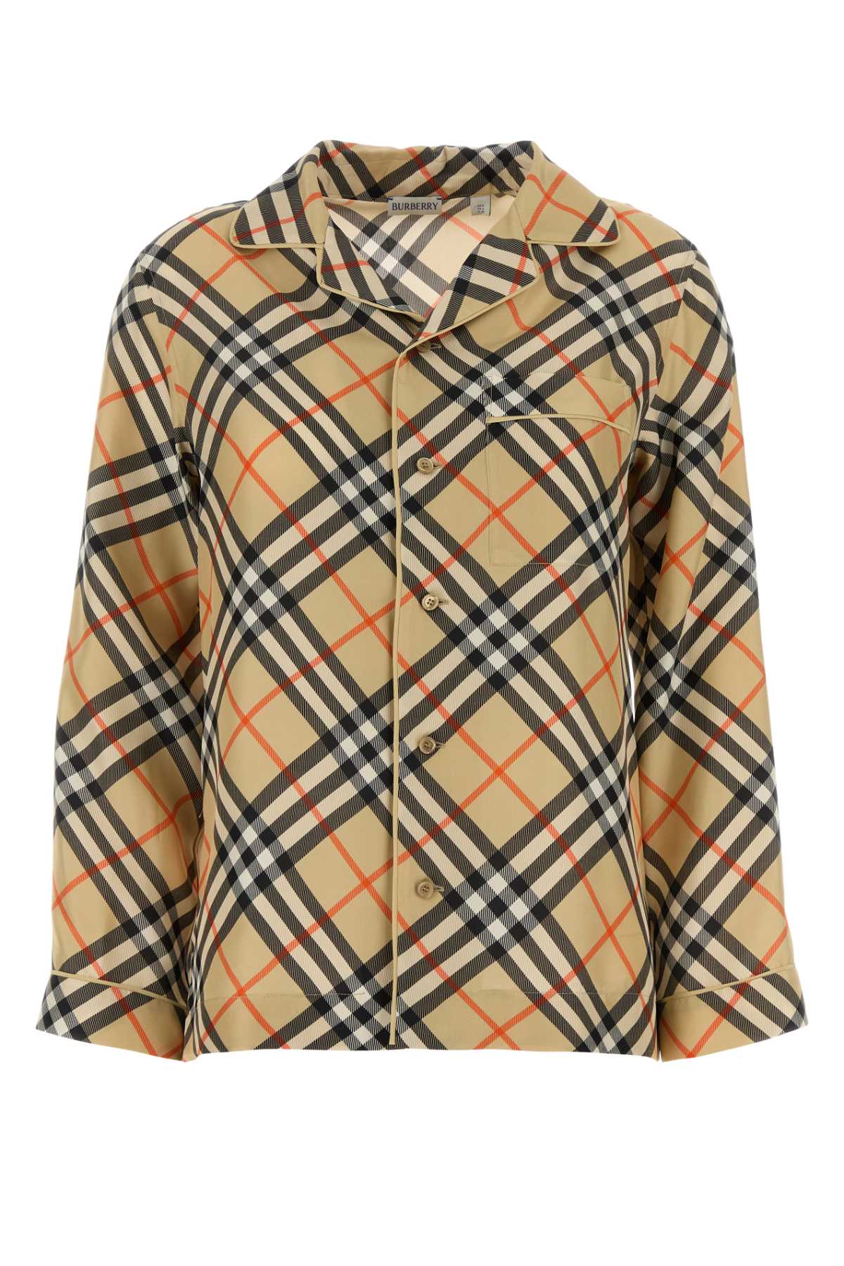 Burberry Silk Check Shirt — Beige