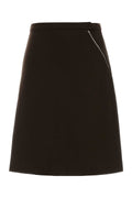Miu Miu A-Line Viscose Skirt — Brown
