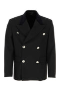 Prada Double-Breasted Wool Blazer — Black