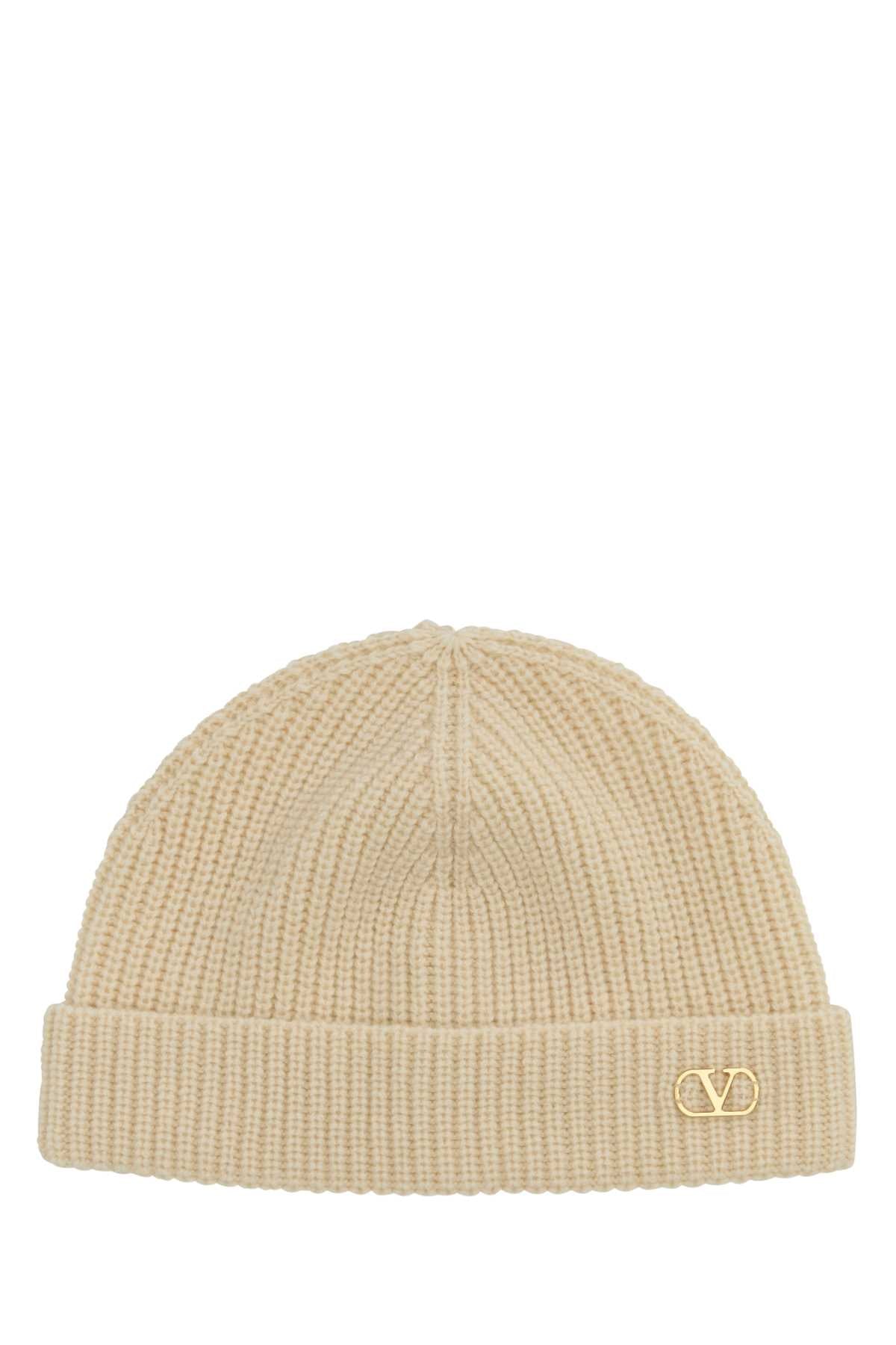 Valentino Garavani BEANIE 100% Cashmere Beanie — Beige