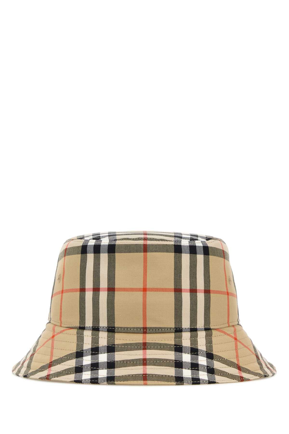 Burberry A:MH Vintage Check Canvas Bucket Hat — Beige