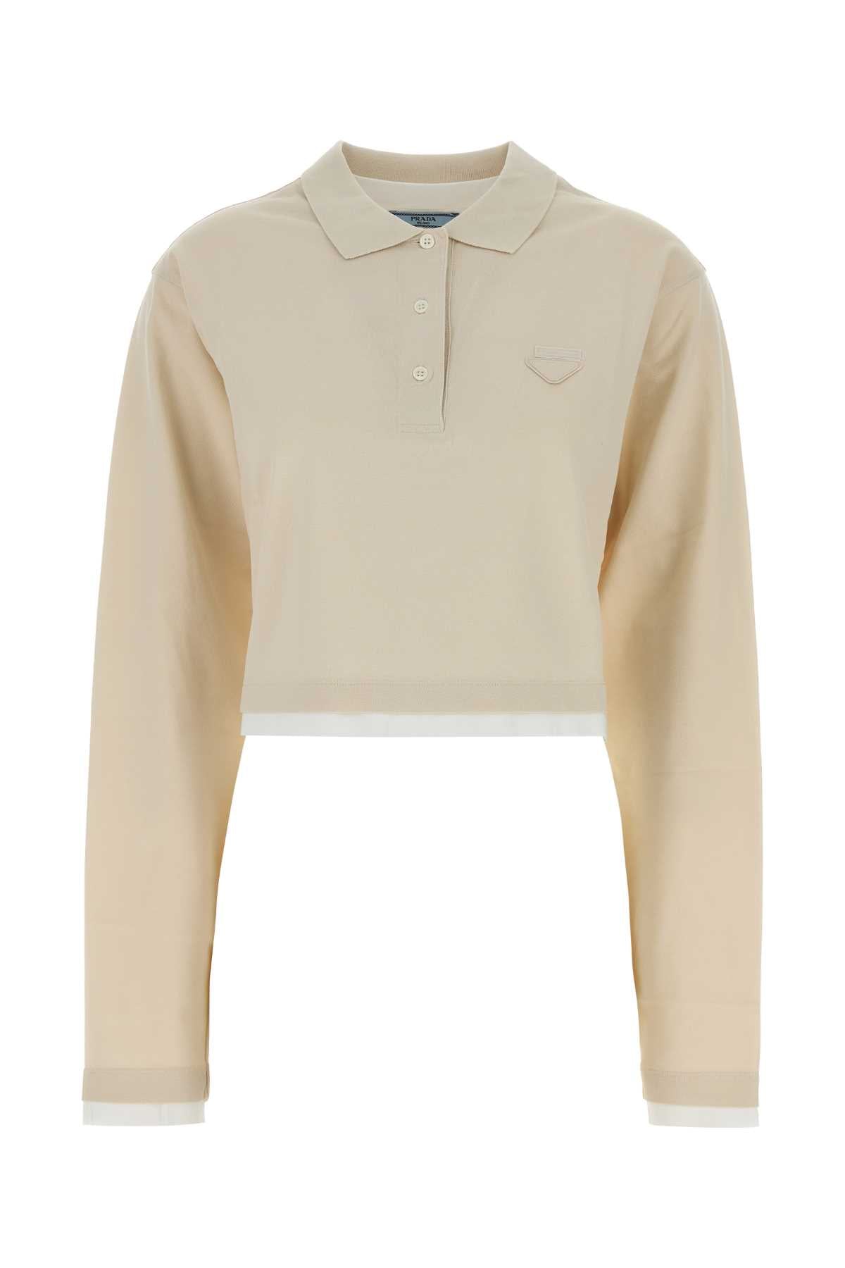 Prada Cotton Piquet Polo Shirt — Beige