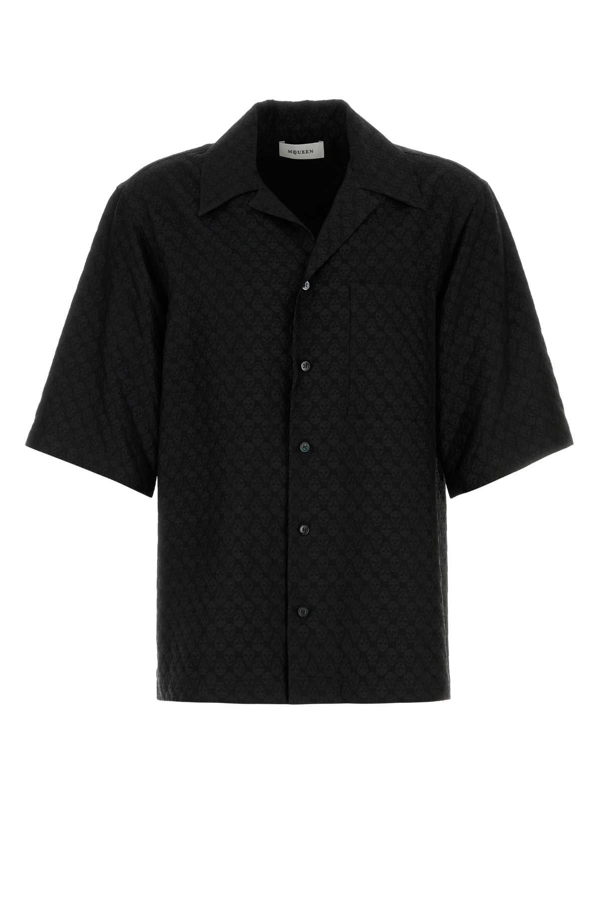 Alexander McQueen Viscose Blend Camp Collar Shirt — Black