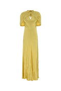 Alberta Ferretti Satin Long Dress — Yellow