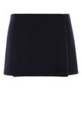Miu Miu Virgin Wool-Cashmere Blend Mini Skirt — Navy