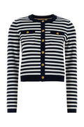 Michael By Michael Kors Striped Viscose Blend Cardigan — Navy