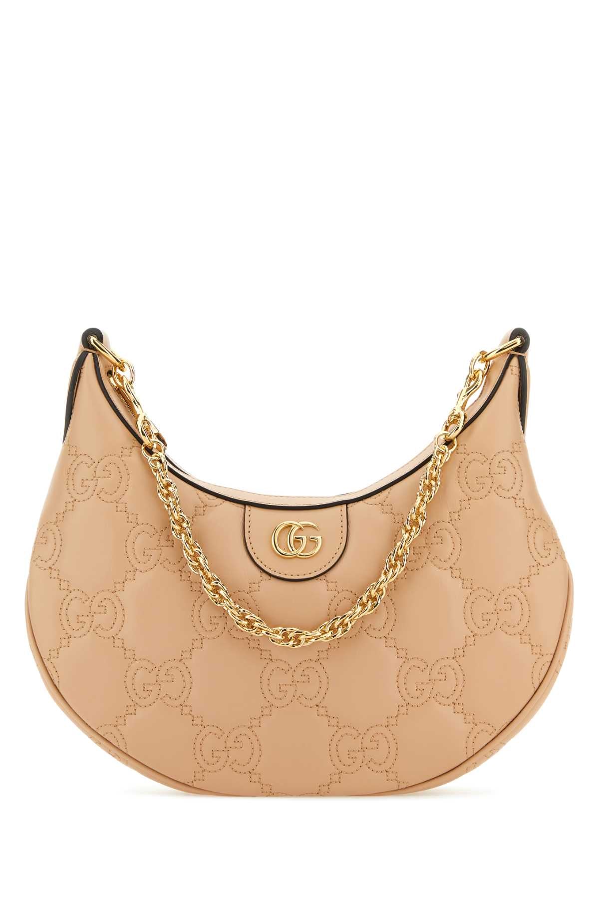 Gucci GG-Quilted Leather Shoulder Bag — Beige