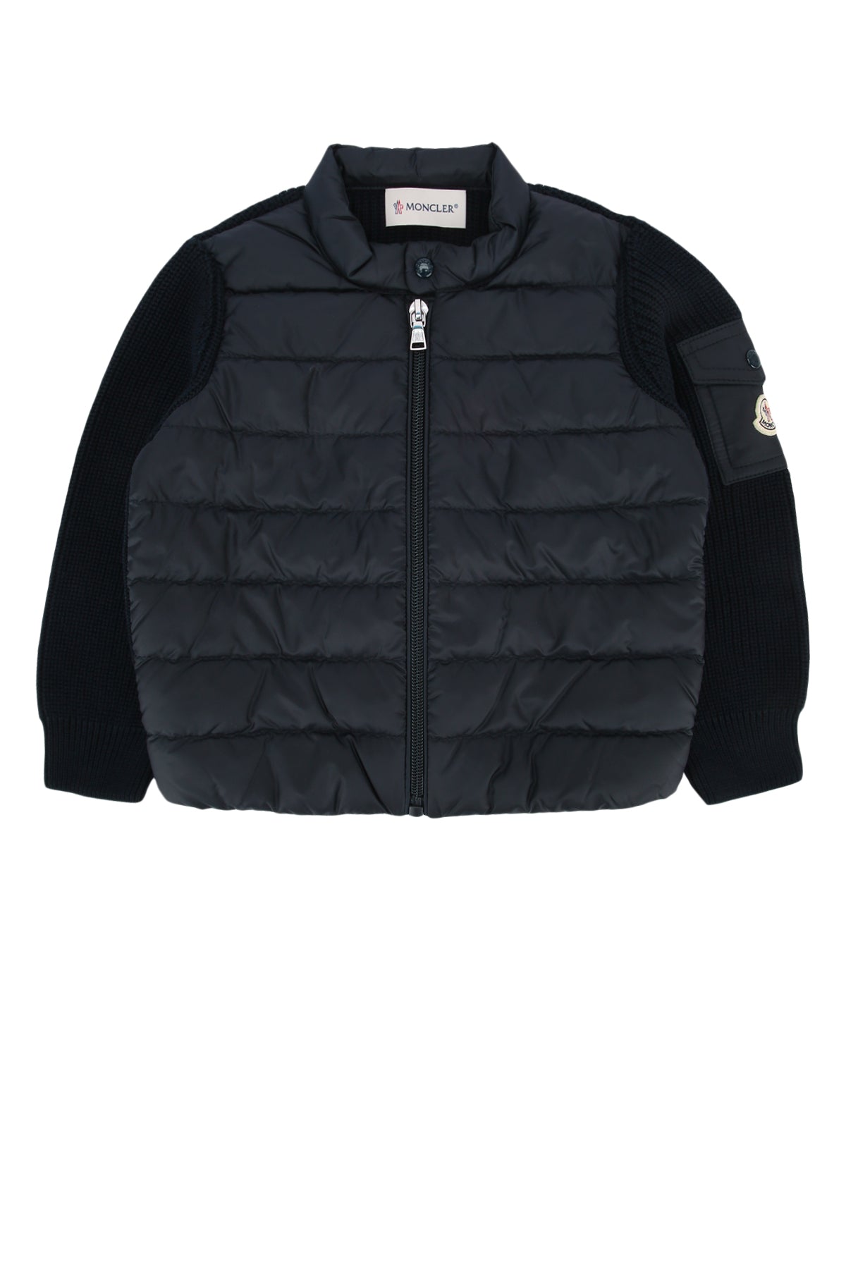 Moncler Jr Quilted Nylon and Knit Down Jacket — Navy