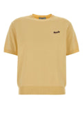 Prada Logo-Embroidered Recycled Silk Knit T-Shirt — Yellow