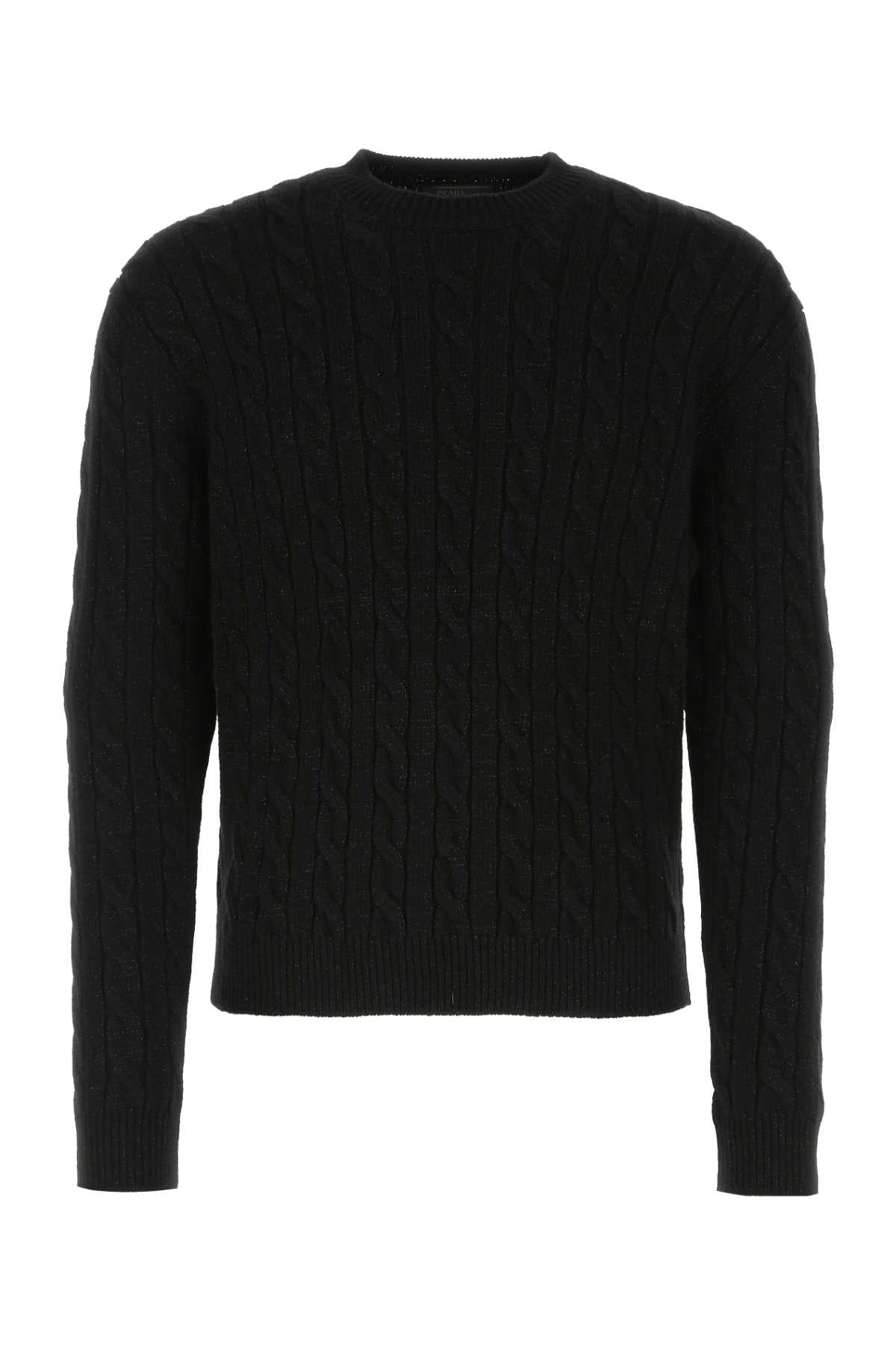 Jersey de punto trenzado de lana de Prada — Negro