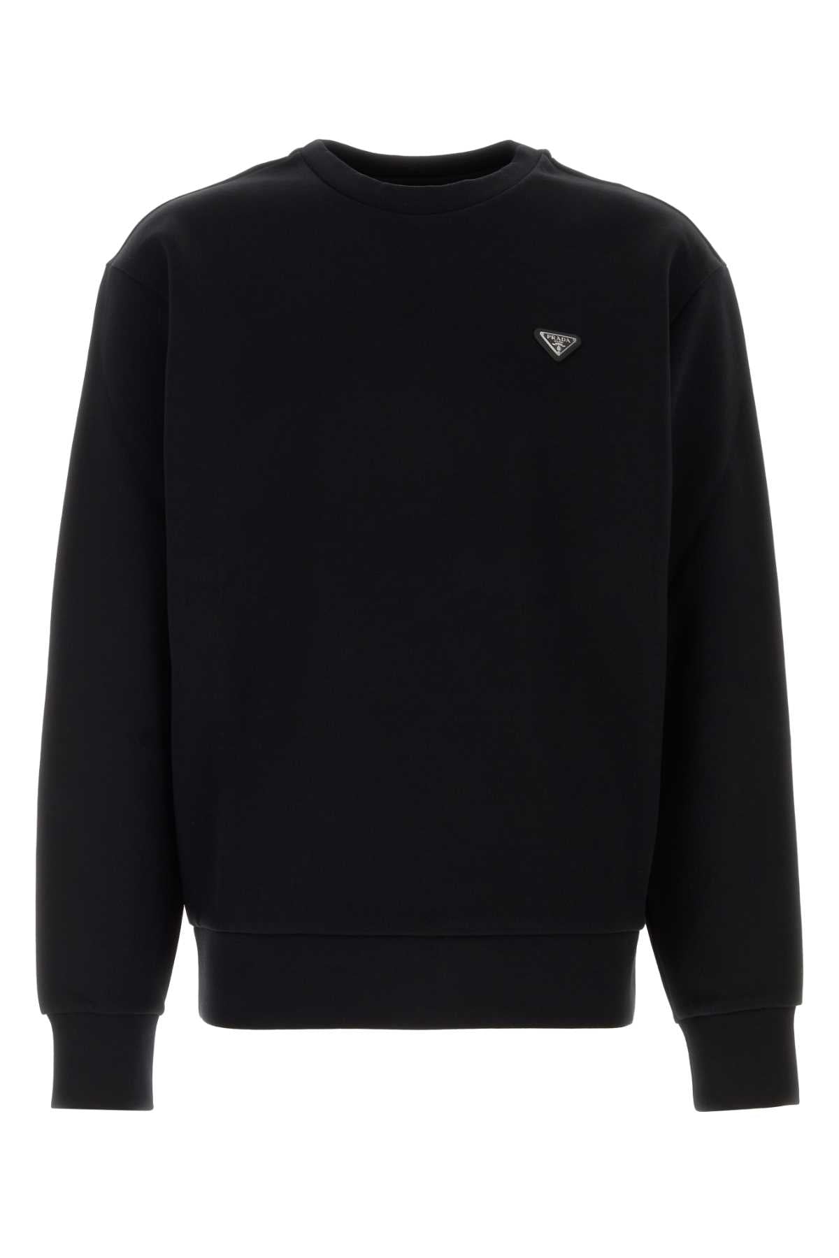 Prada Logo-Embroidered Cotton-Nylon Sweatshirt — Black