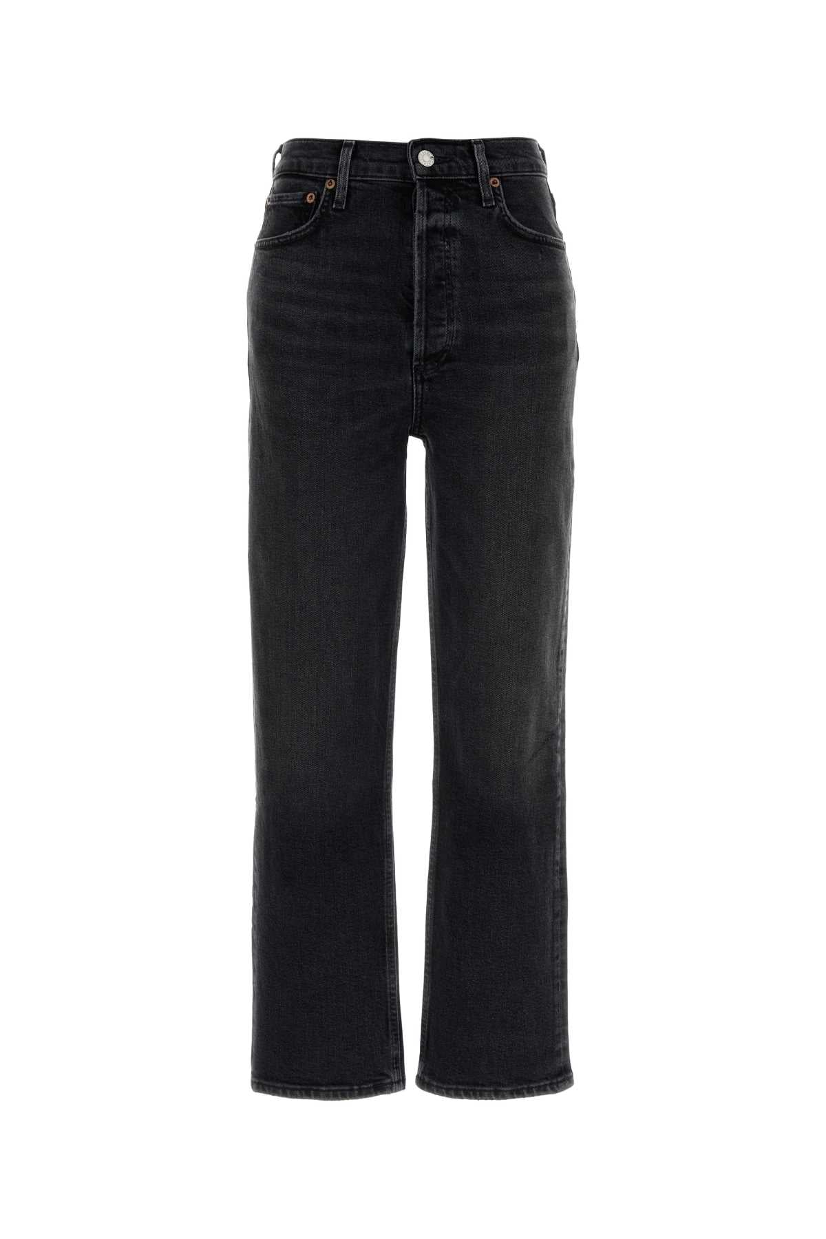 Agolde 90's Pinch Waist Crop Jeans — Black