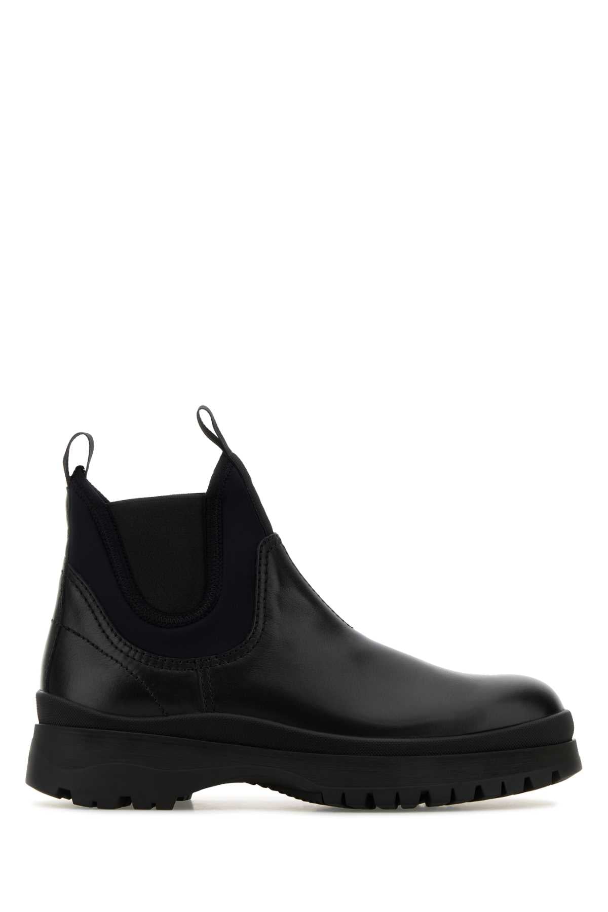 Prada Leather Chelsea Boot — Black