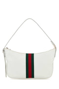 Gucci Web-Striped Leather Shoulder Bag — White