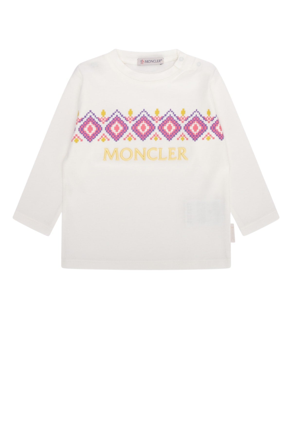 Moncler Jr Logo-Embroidered Jacquard T-Shirt — White