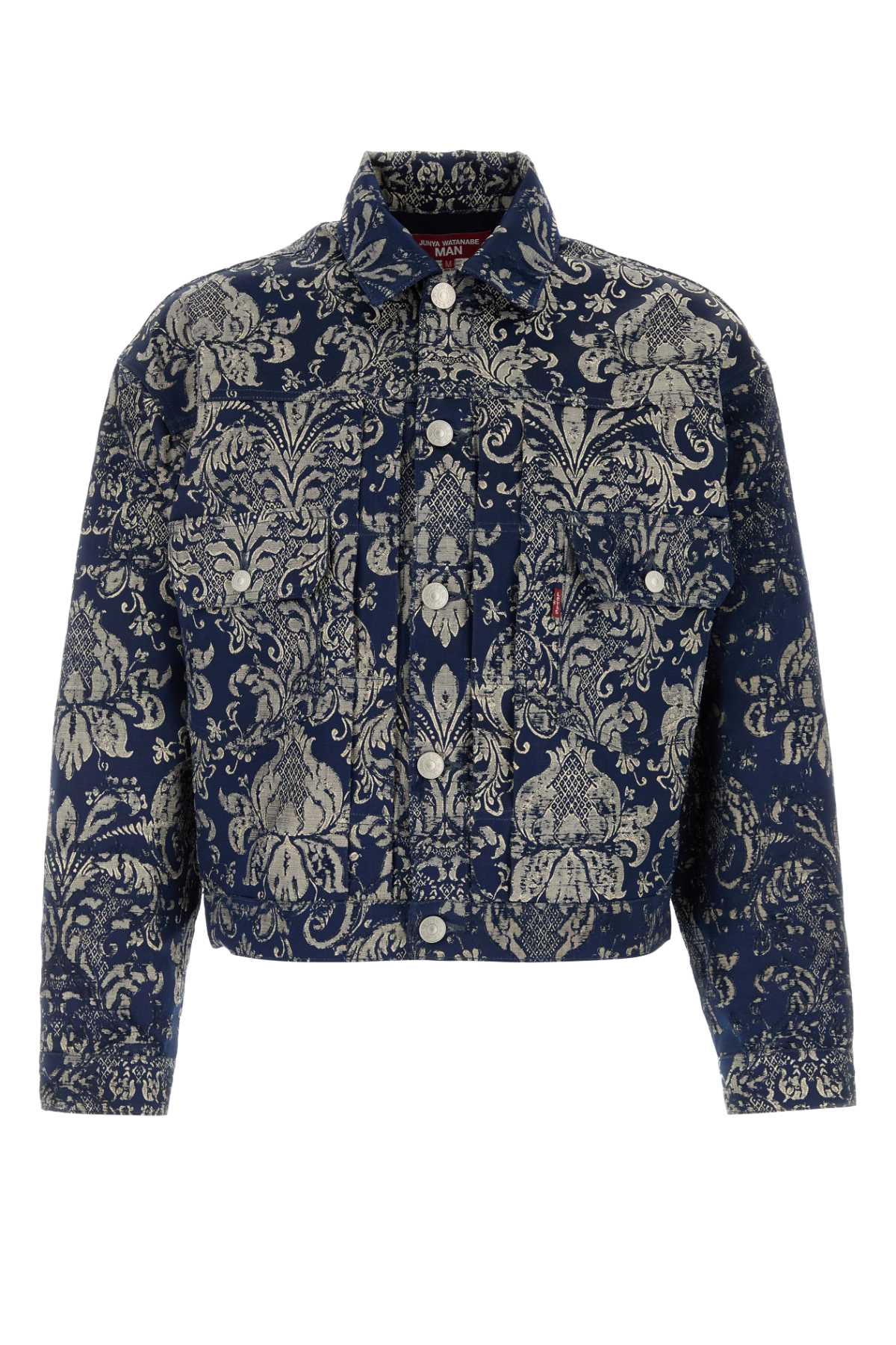 Junya Watanabe Embroidered Damask Jacquard Jacket — Navy