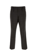 Prada Embroidered Glencheck Virgin Wool Trousers — Gray