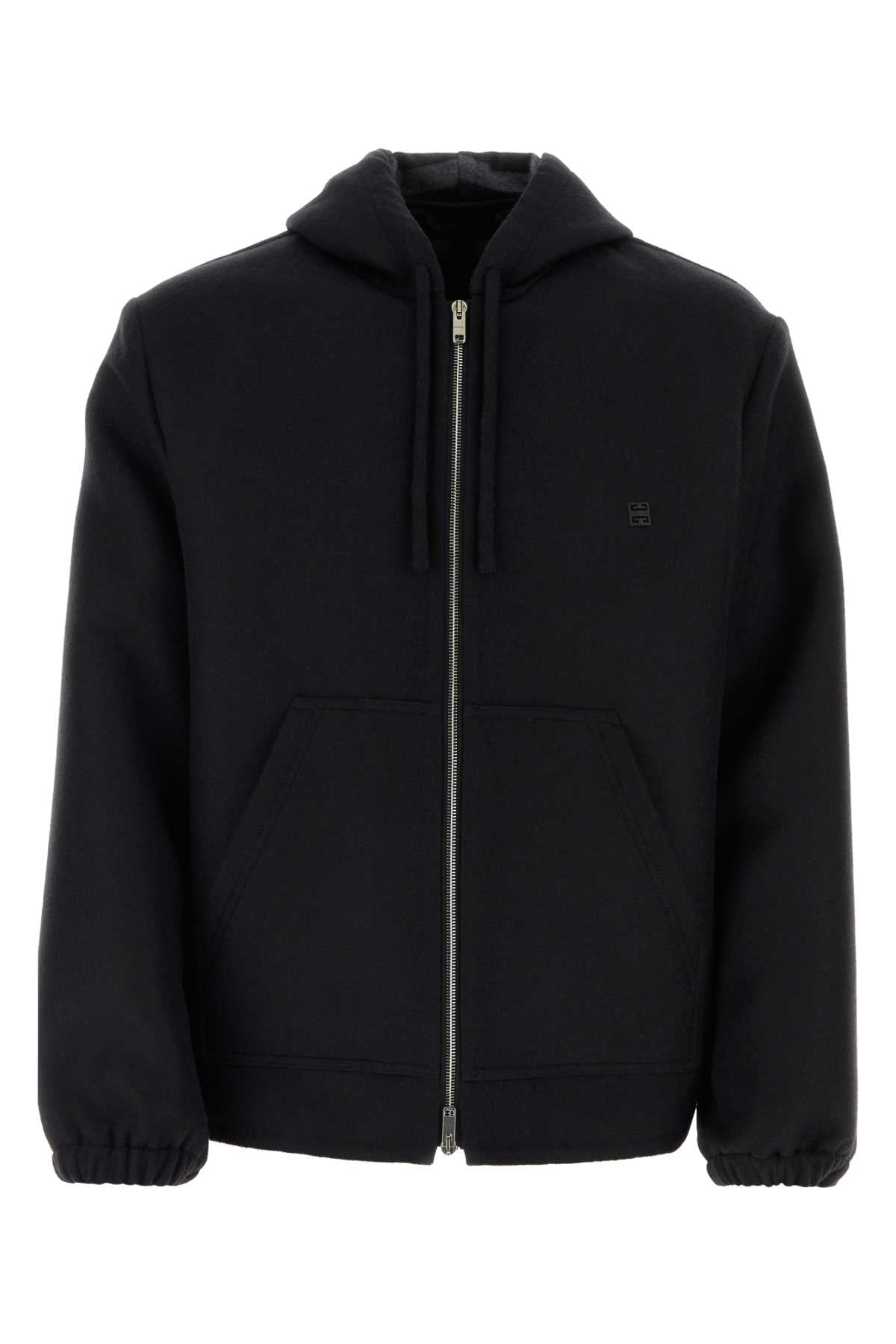 Givenchy Wool Blend Hooded Sweatshirt — Black