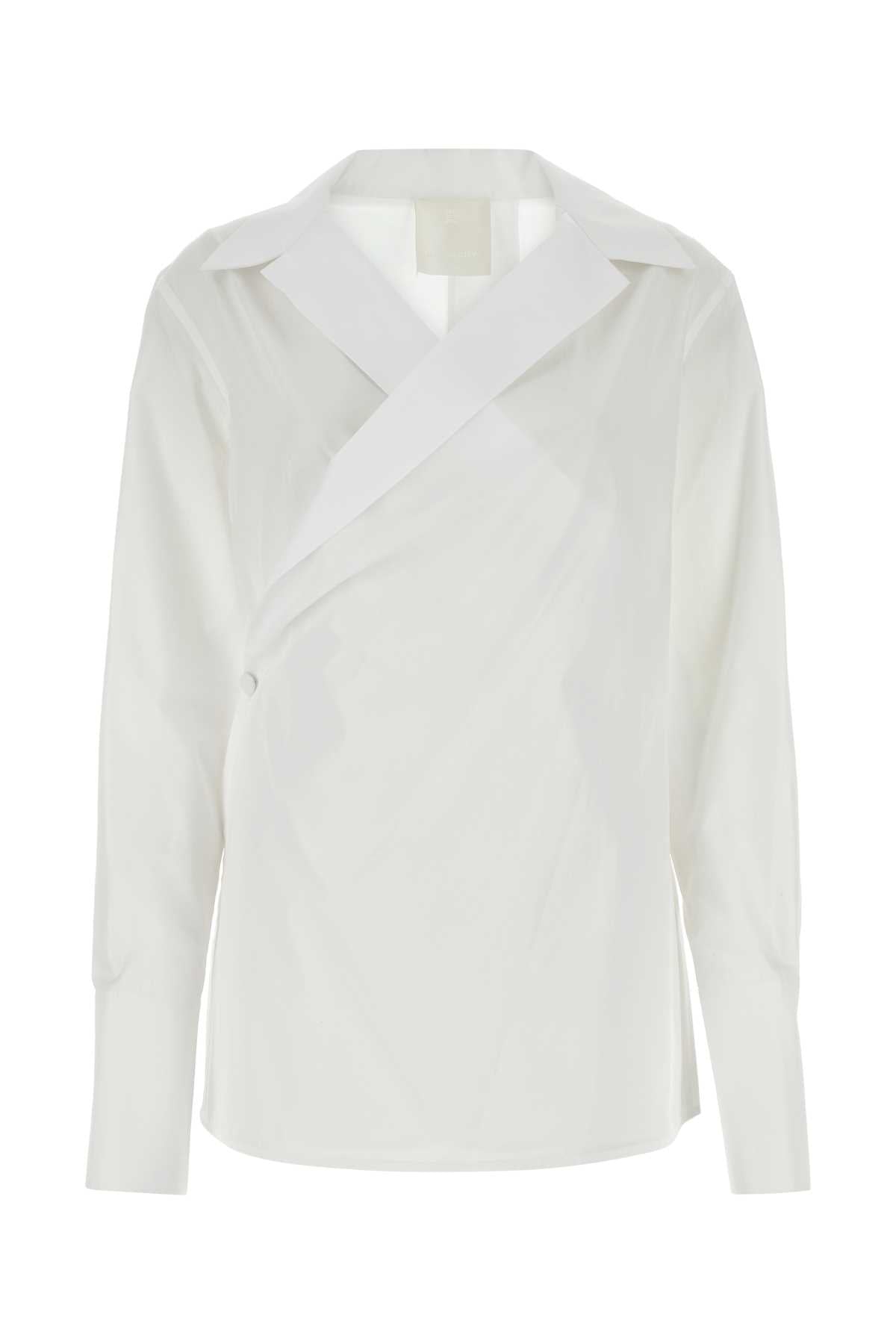 Givenchy Wrap Collar Poplin Shirt — White