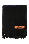 Off-White Wool Knit Scarf — Black