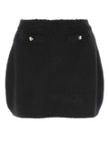 Miu Miu Stretch Wool Blend Mini Skirt — Black