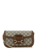 Gucci GG Fabric and Leather Shoulder Bag — Brown