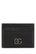 Dolce & Gabbana Logo-Embossed Calfskin Card Case — Black