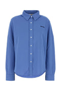 Miu Miu Piquet Cotton Shirt — Blue