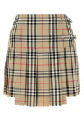 Burberry Tartan Wool Pleated Skirt — Beige