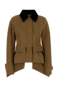 Alexander McQueen Cotton Jacket with Velvet Collar Jacket — Caramel